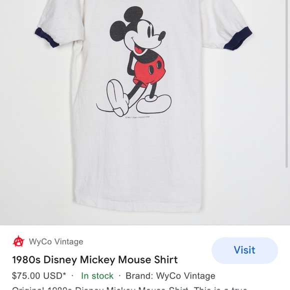 Vintage 80s Mickey Mouse Walt Disney Ringer T-Shirt - Picture 8 of 8